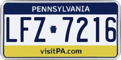 PA license plate LFZ7216