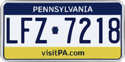 PA license plate LFZ7218