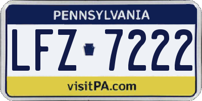PA license plate LFZ7222