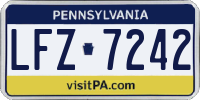 PA license plate LFZ7242