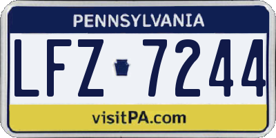 PA license plate LFZ7244