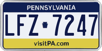 PA license plate LFZ7247