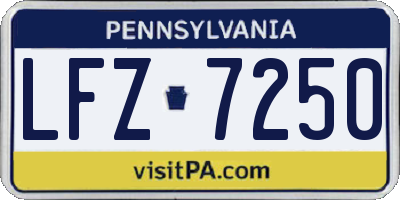 PA license plate LFZ7250