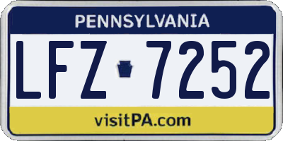 PA license plate LFZ7252
