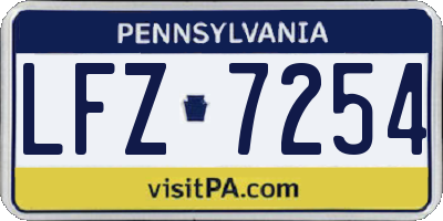 PA license plate LFZ7254