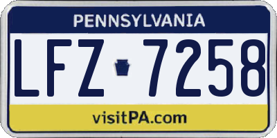 PA license plate LFZ7258