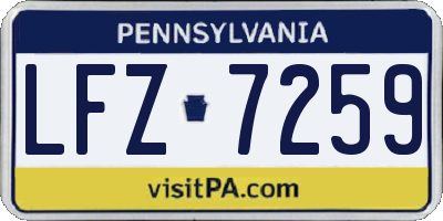 PA license plate LFZ7259