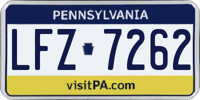 PA license plate LFZ7262