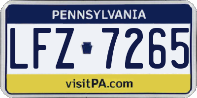 PA license plate LFZ7265