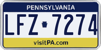 PA license plate LFZ7274