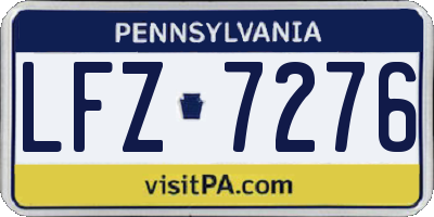 PA license plate LFZ7276