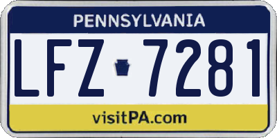 PA license plate LFZ7281