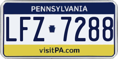 PA license plate LFZ7288