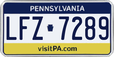 PA license plate LFZ7289