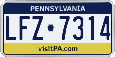 PA license plate LFZ7314