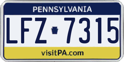 PA license plate LFZ7315