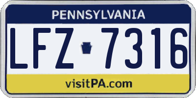 PA license plate LFZ7316