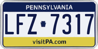 PA license plate LFZ7317