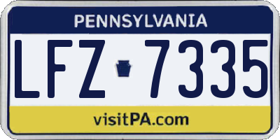PA license plate LFZ7335