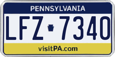 PA license plate LFZ7340