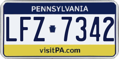 PA license plate LFZ7342