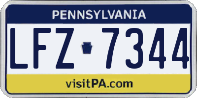 PA license plate LFZ7344