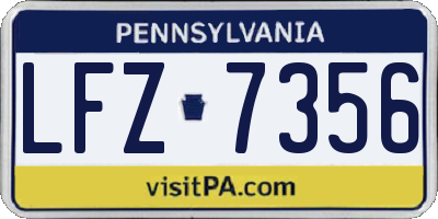 PA license plate LFZ7356