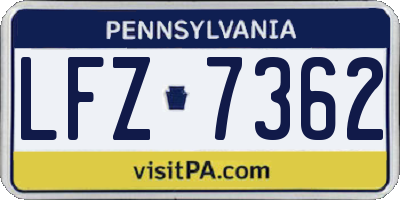 PA license plate LFZ7362