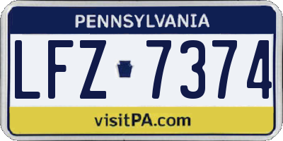PA license plate LFZ7374
