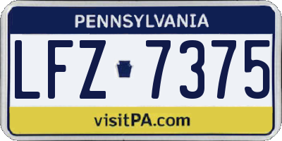 PA license plate LFZ7375