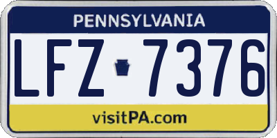 PA license plate LFZ7376