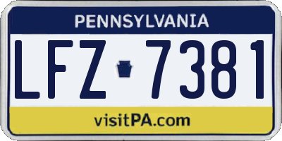 PA license plate LFZ7381