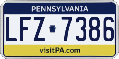 PA license plate LFZ7386