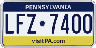 PA license plate LFZ7400