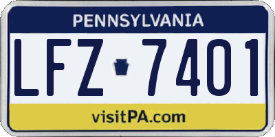PA license plate LFZ7401