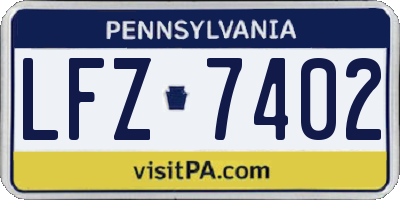 PA license plate LFZ7402