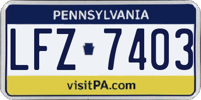 PA license plate LFZ7403
