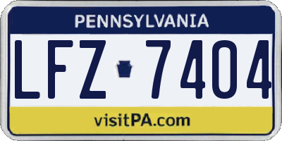 PA license plate LFZ7404