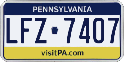 PA license plate LFZ7407