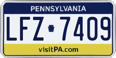 PA license plate LFZ7409