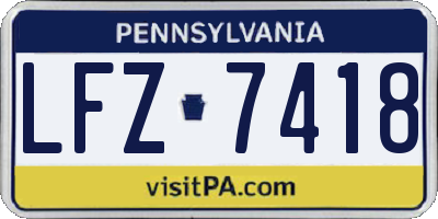 PA license plate LFZ7418