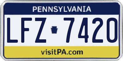 PA license plate LFZ7420