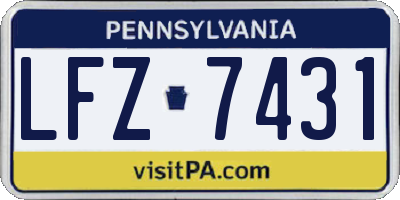 PA license plate LFZ7431