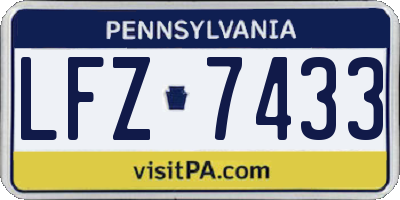 PA license plate LFZ7433