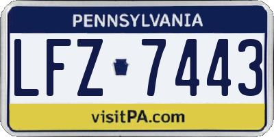 PA license plate LFZ7443