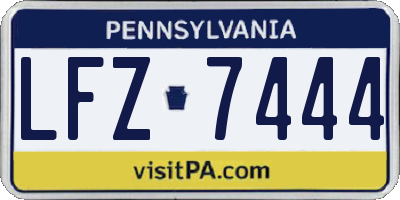PA license plate LFZ7444