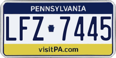 PA license plate LFZ7445