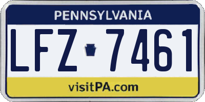 PA license plate LFZ7461