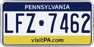 PA license plate LFZ7462