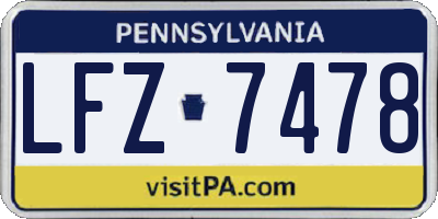 PA license plate LFZ7478